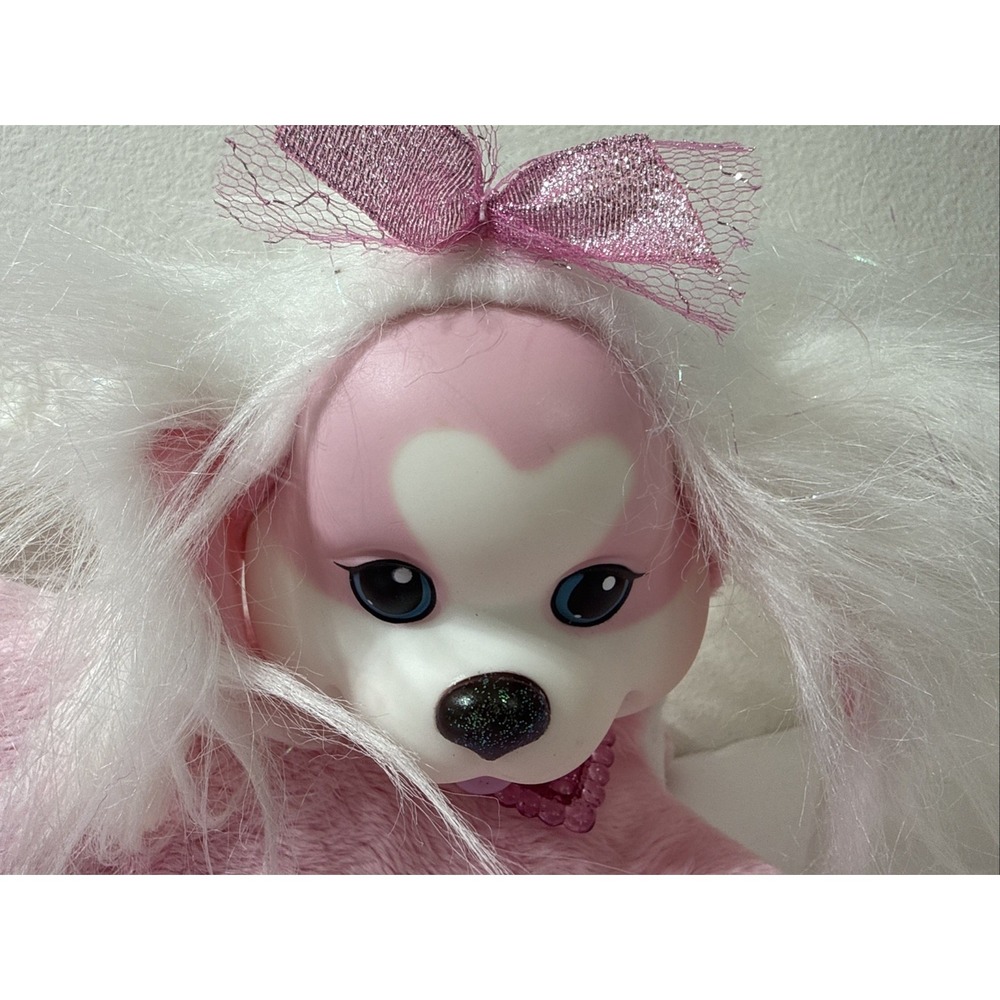 PUPPY SURPRISE Plush Toy Dog /puppies 2014 Pink White Sparkle Bow Stuffed Animal - Picture 3 of 13